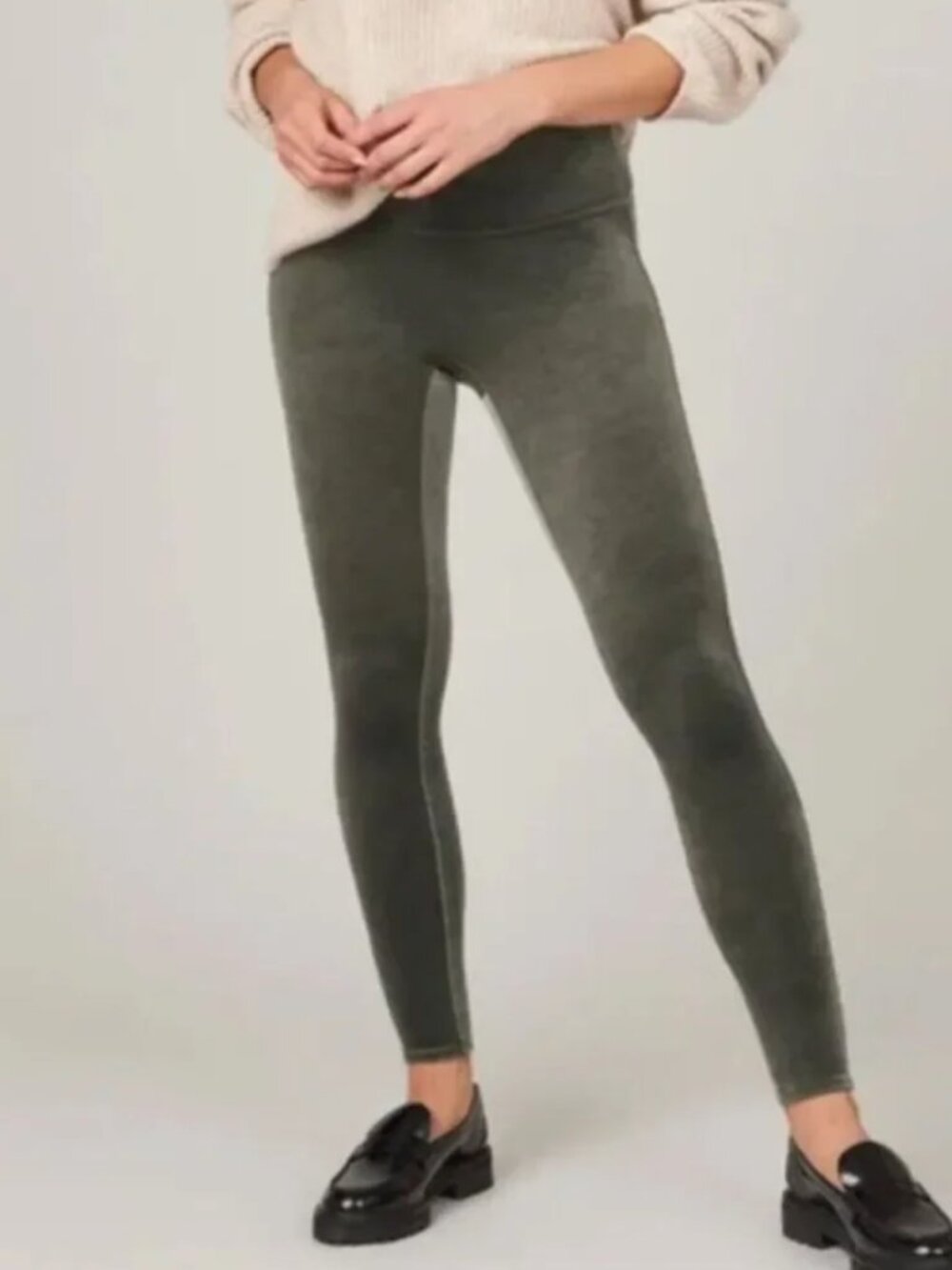 Spanx NWT Velvet High Waist Leggings Dark Palm Green Size 1X
